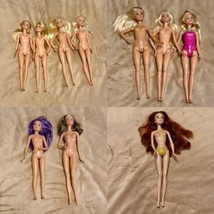Lot of 9 Assorted Barbies and 1 Disney Princess Doll